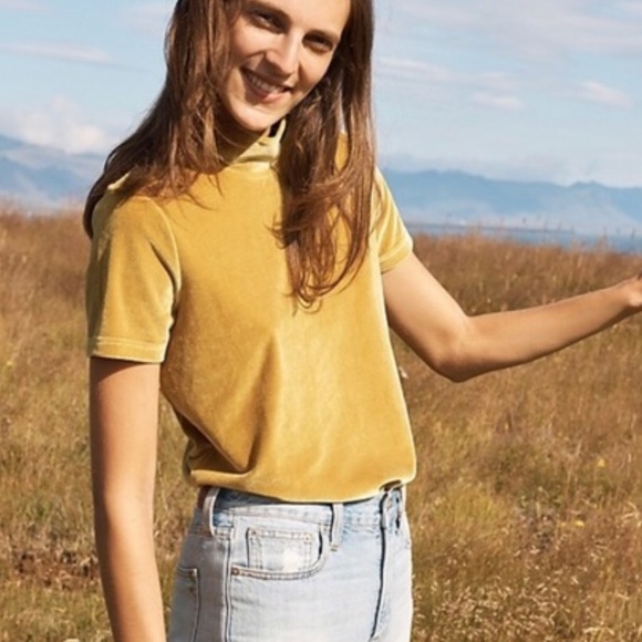 Madewell Tops - Madewell Velvet Gold Yellow Mock Neck Top